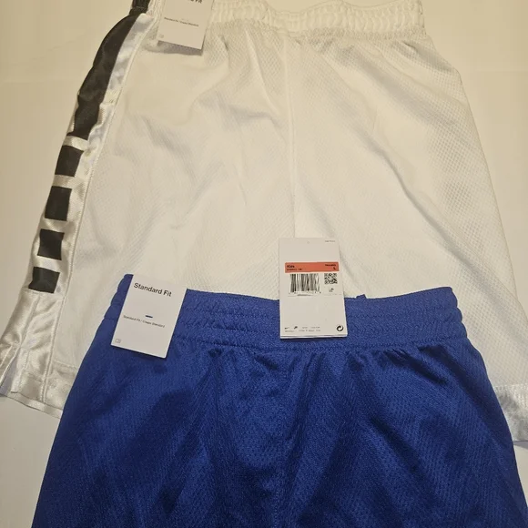 2 Pair of Nike Boys' Dri-FIT Elite Basketball Shorts White/Blue Large-/Bundle - Picture 9 of 16